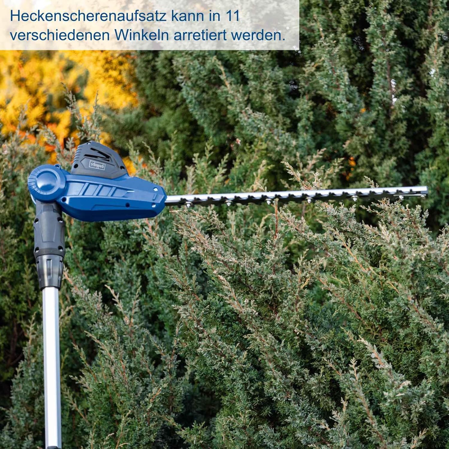 Scheppach Akku Multifunktionsgerät C-PHTS410-X 2in1 | Schnittlänge Heckenschere & Hochentaster 410/180mm | Schultergurt & Teleskopstange | 20V-IXES-Serie | 10 Jahre Garantie | mit 4Ah Akku & Ladegerät