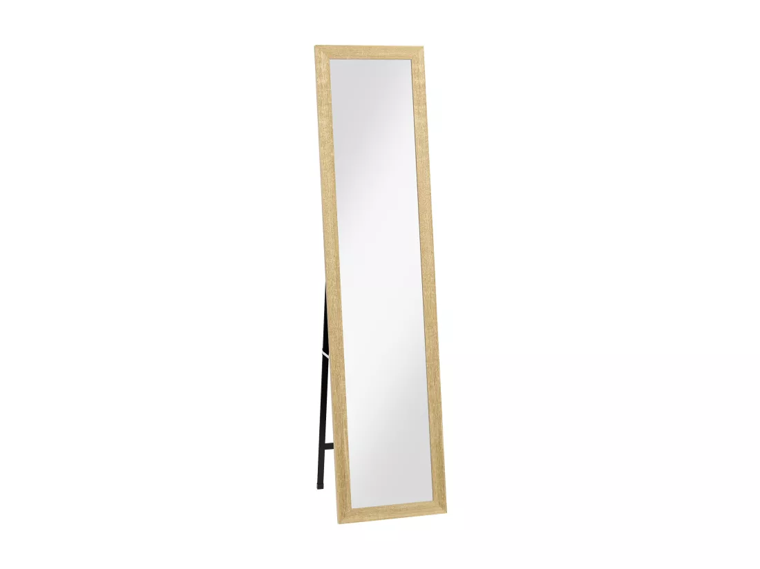 Miroir sur pied et mural rectangulaire dim. 37L x 40l x 157H cm piètement métal noir aspect chêne clair