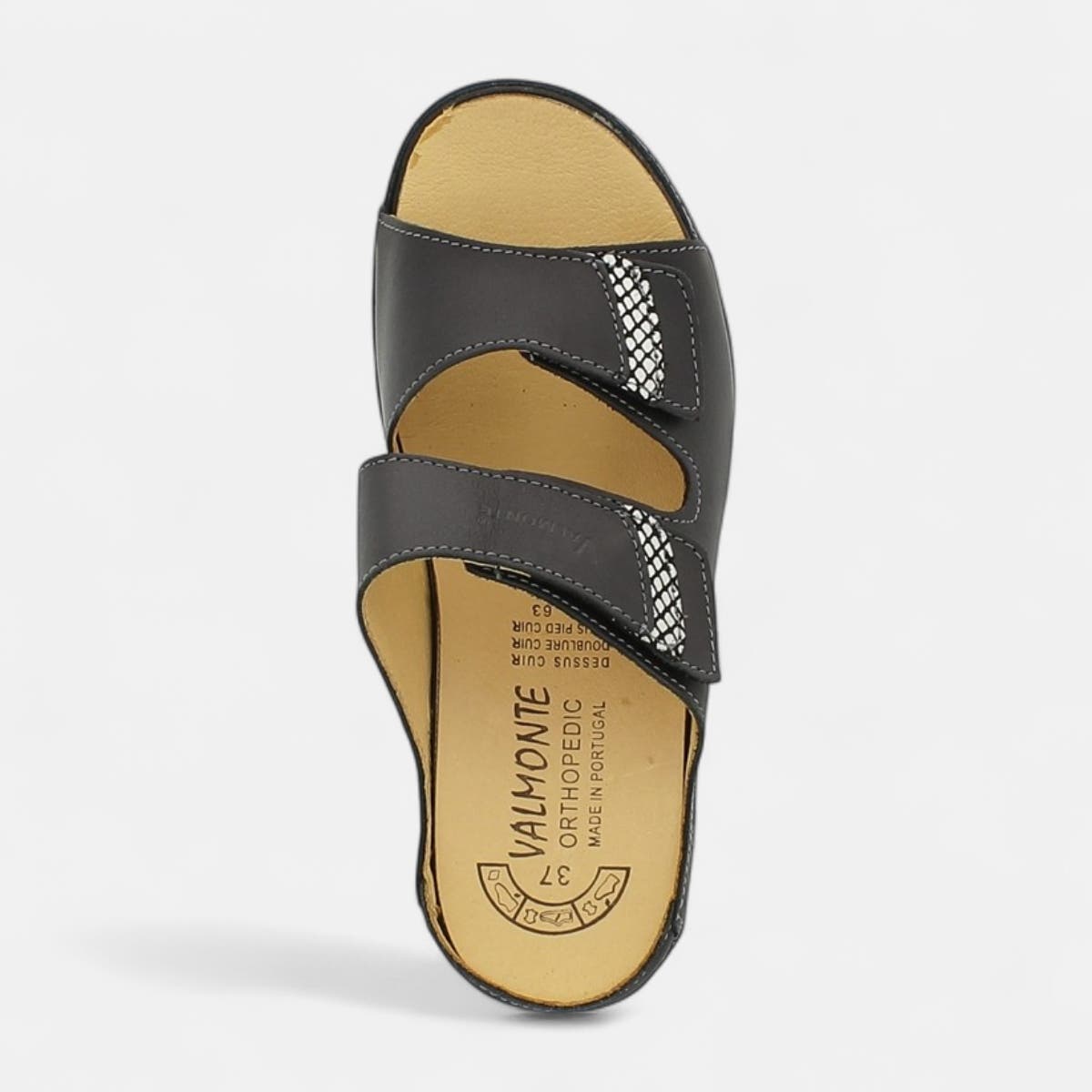 Nu-pieds confort Femme en cuir noir