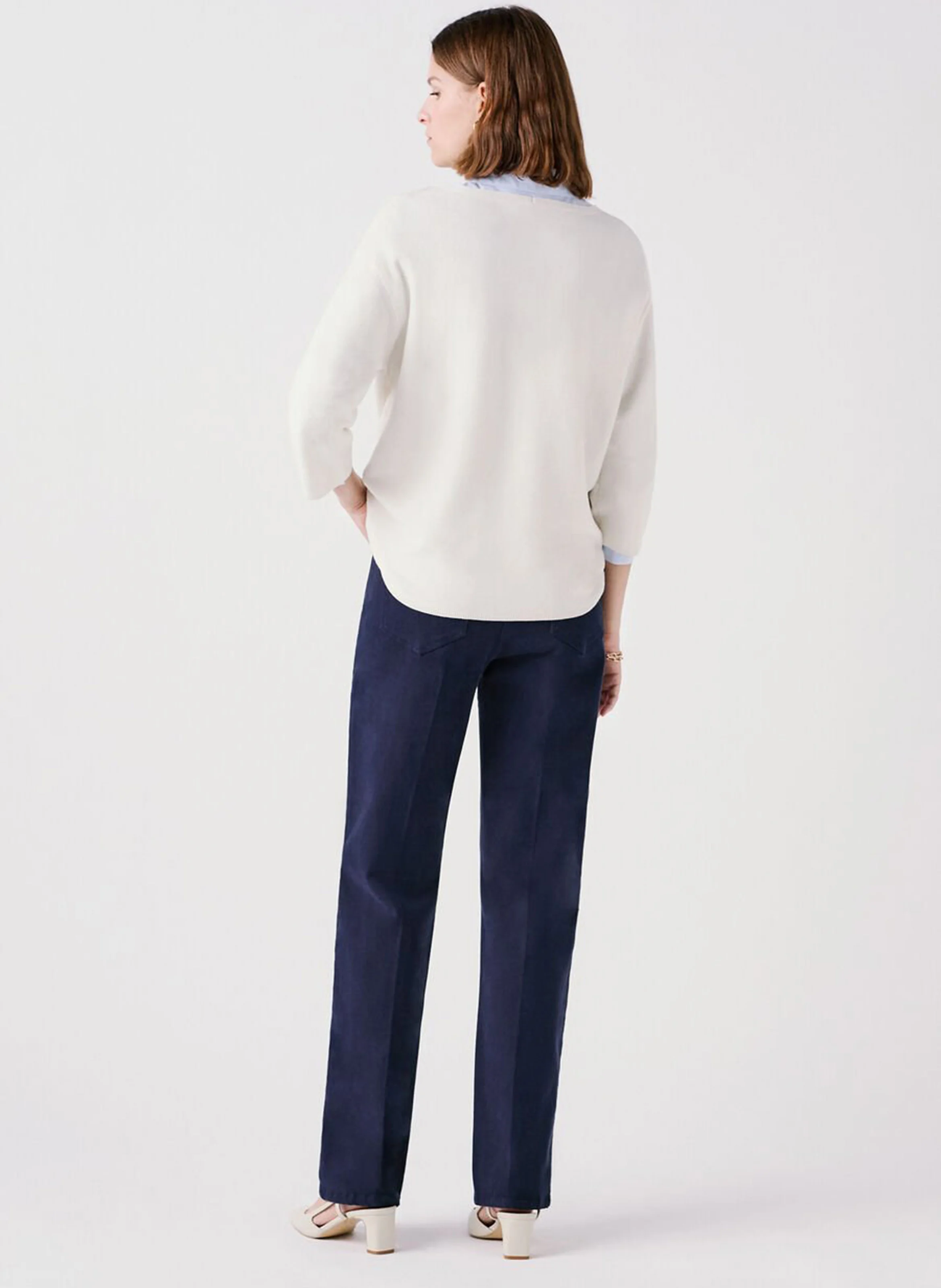 MBOBBY - Pull ample col V en coton | Beige