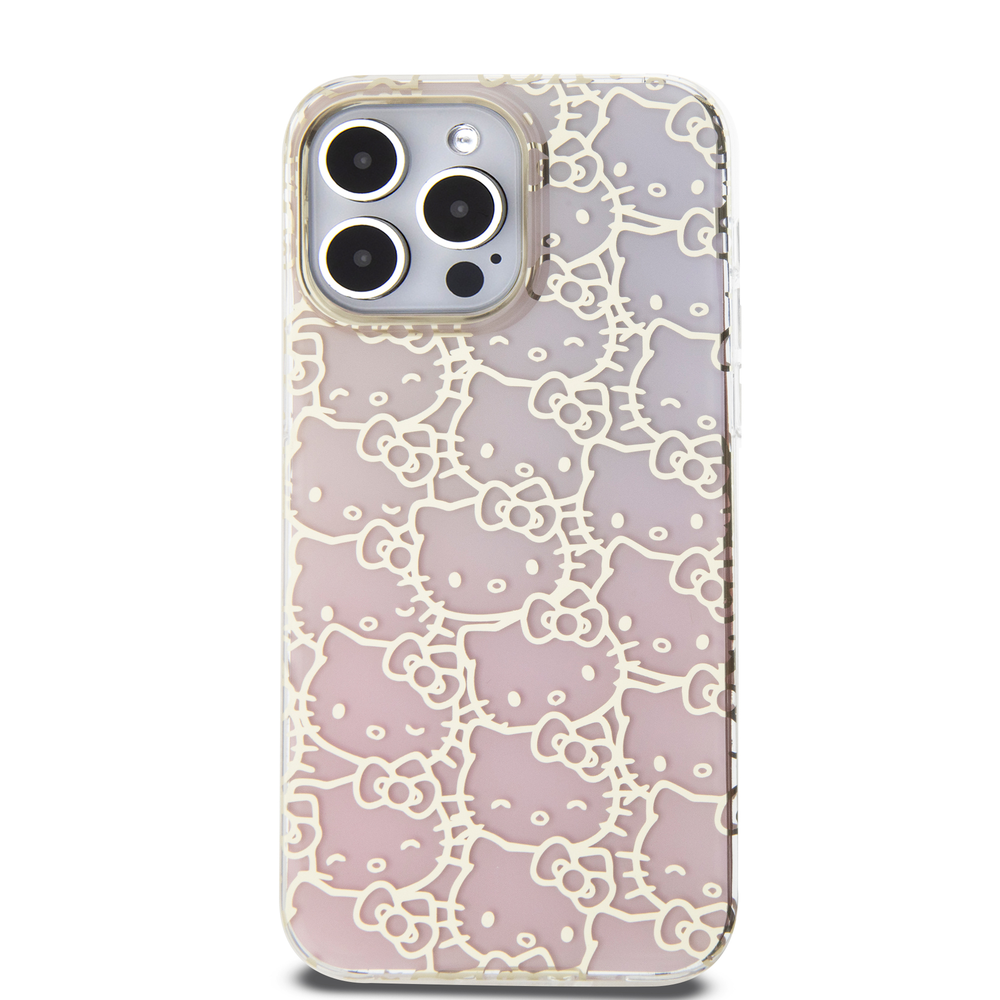 iPhone 15 Pro Max Hardcase Hülle Gradient Electrop Crowded Kitty Head (HKHCP15XHCHPEP) - Rosa / Transparent