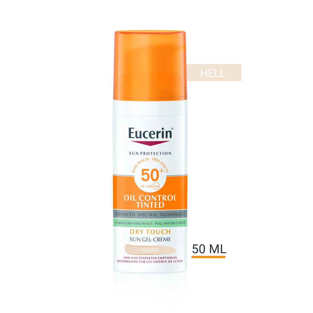 EUCERIN SUN Face Oil Control Gel-Creme<br>50 ml, Dispenser, Gel Creme, getönt hell LSF50+
