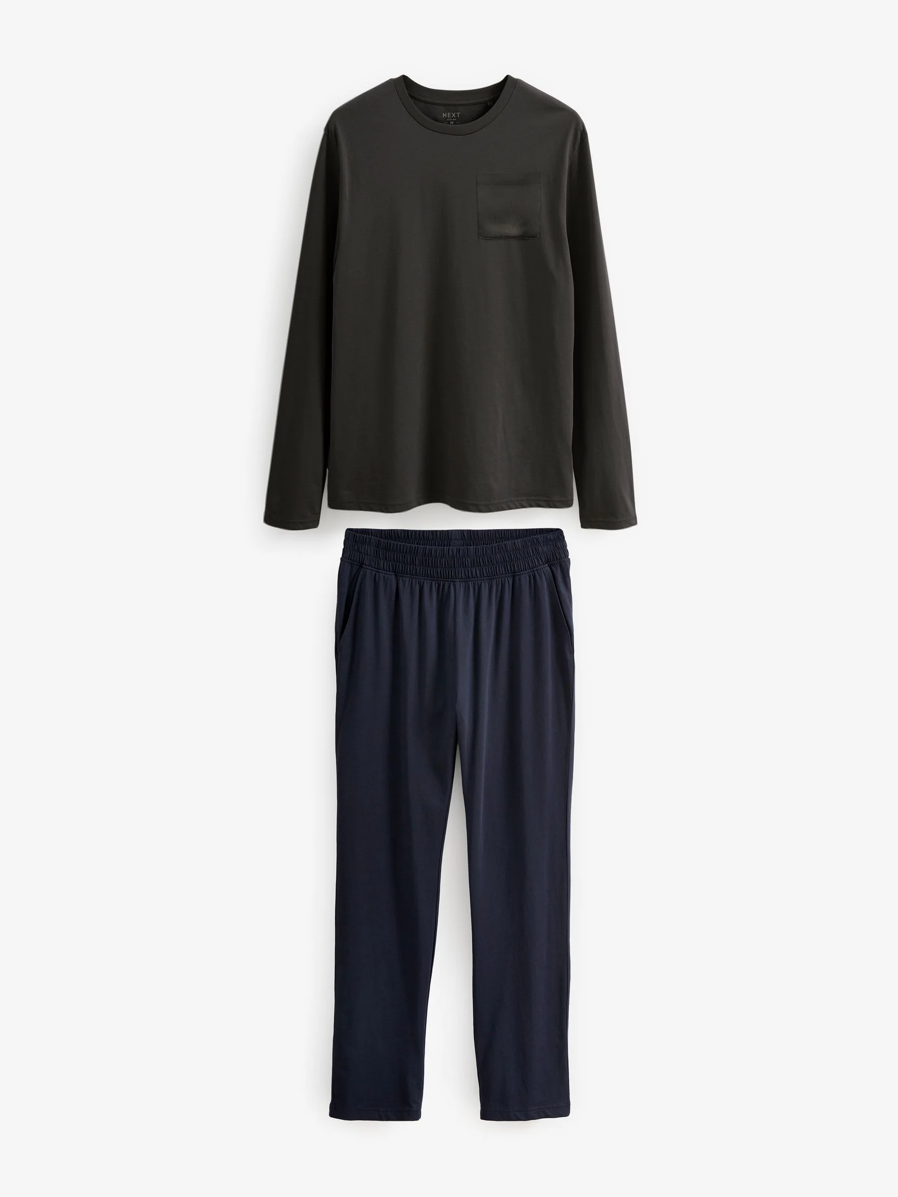 Leisteengrijs/marineblauw - Jersey pyjamaset met lange mouwen