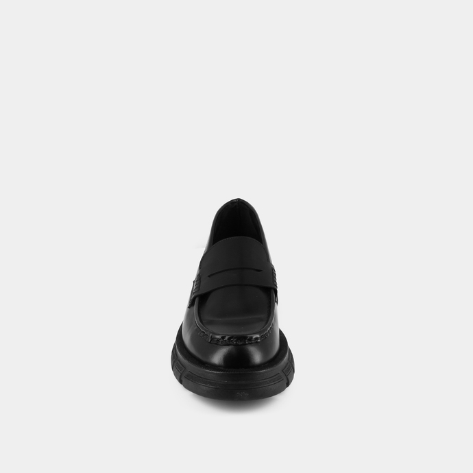 Mocassins à semelles crantées  en cuir glacé noir