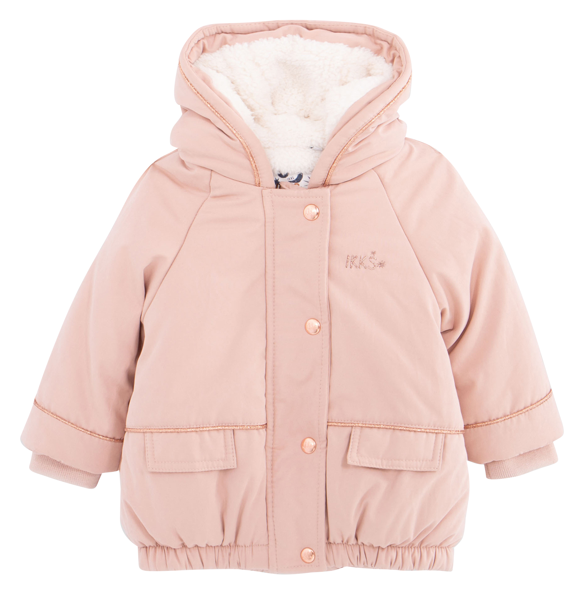 Parka col rond droit à capuche | Rose