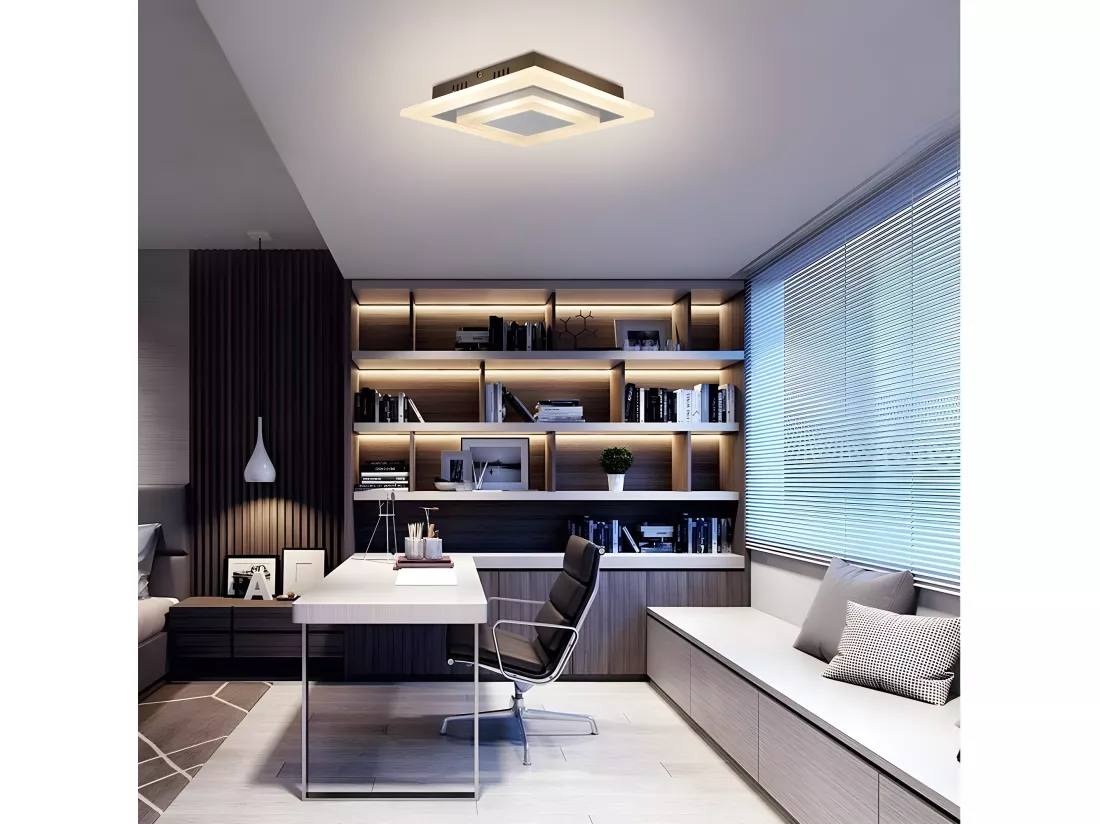 NETTLIFE Plafonnier LED : lampe de salon 30 cm, lampe de cuisine dimmable 23 W, lampe moderne avec télécommande pour chambre