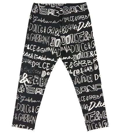 Dolce & Gabbana Leggings - DG Next - Sort m. AOP-Logo