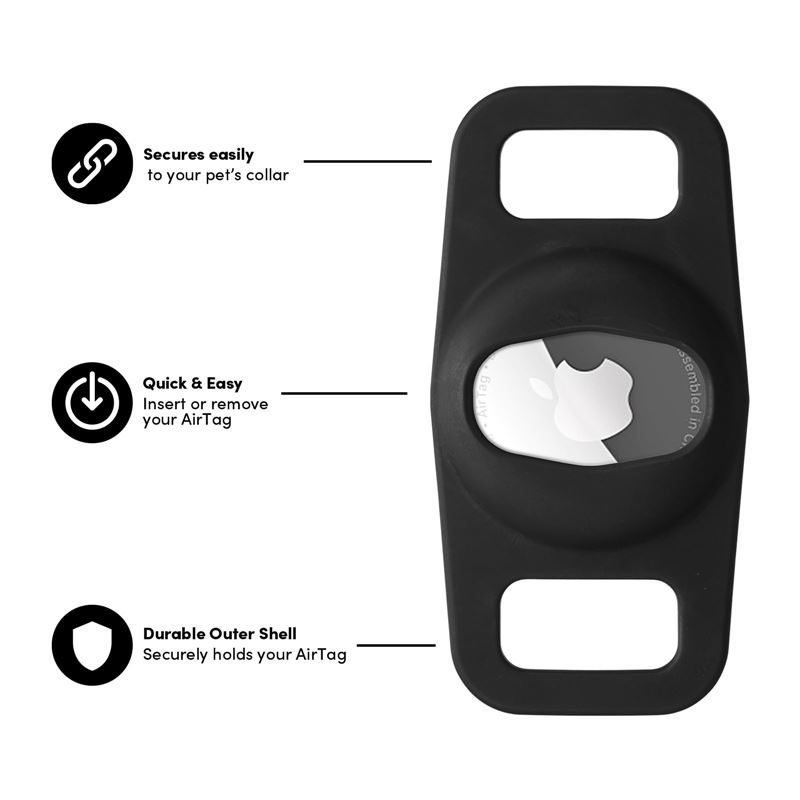 Apple AirTag Silikon Case Hülle Halsband Halterung für Haustiere Hund / Katze (CM046396) - Schwarz