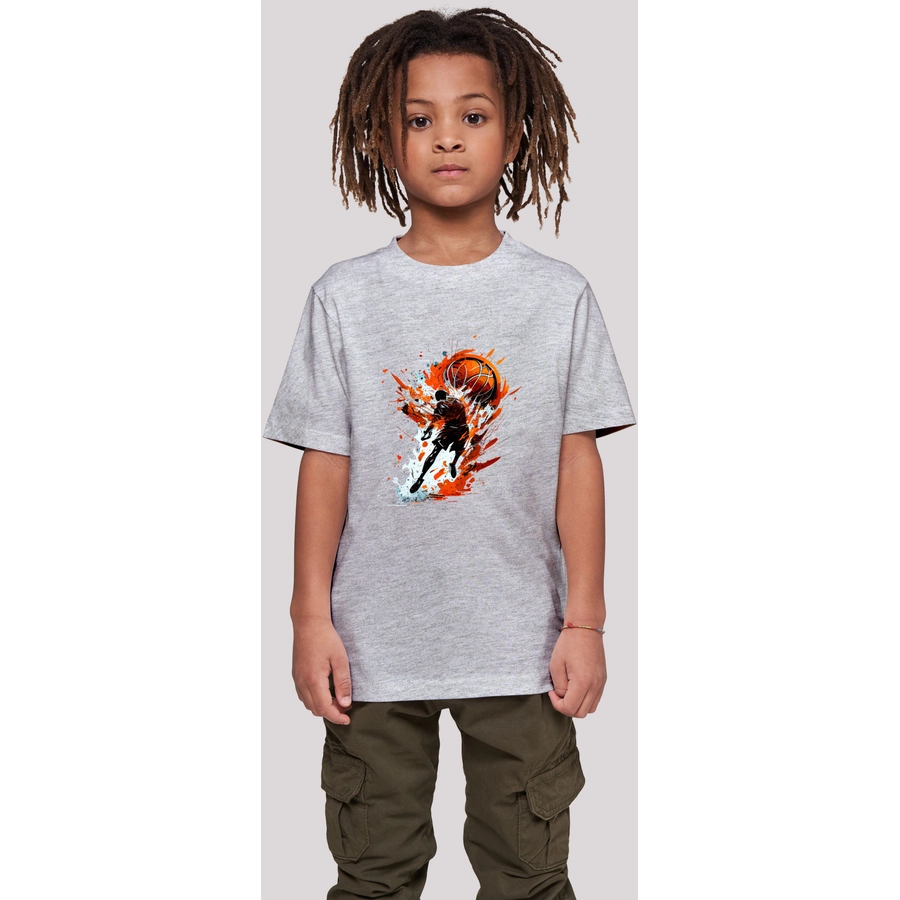 F4NT4STIC T-Shirt Basketball Splash Sport  UNISEX heather grey