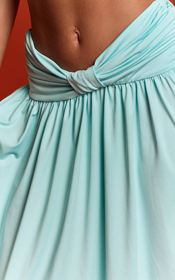 Bleu Ensemble Coordonné Jupe Longue Aqua Bardot Avec Détail Nœud