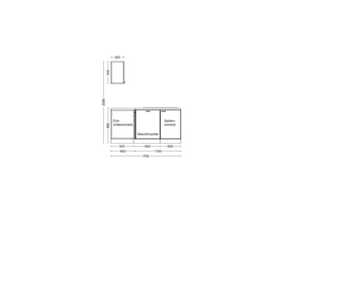 Flex Well hoekkeuken met apparatuur Cara 280 cm groen eiken mat gedemonteerde variant omkeerbaar 00012743