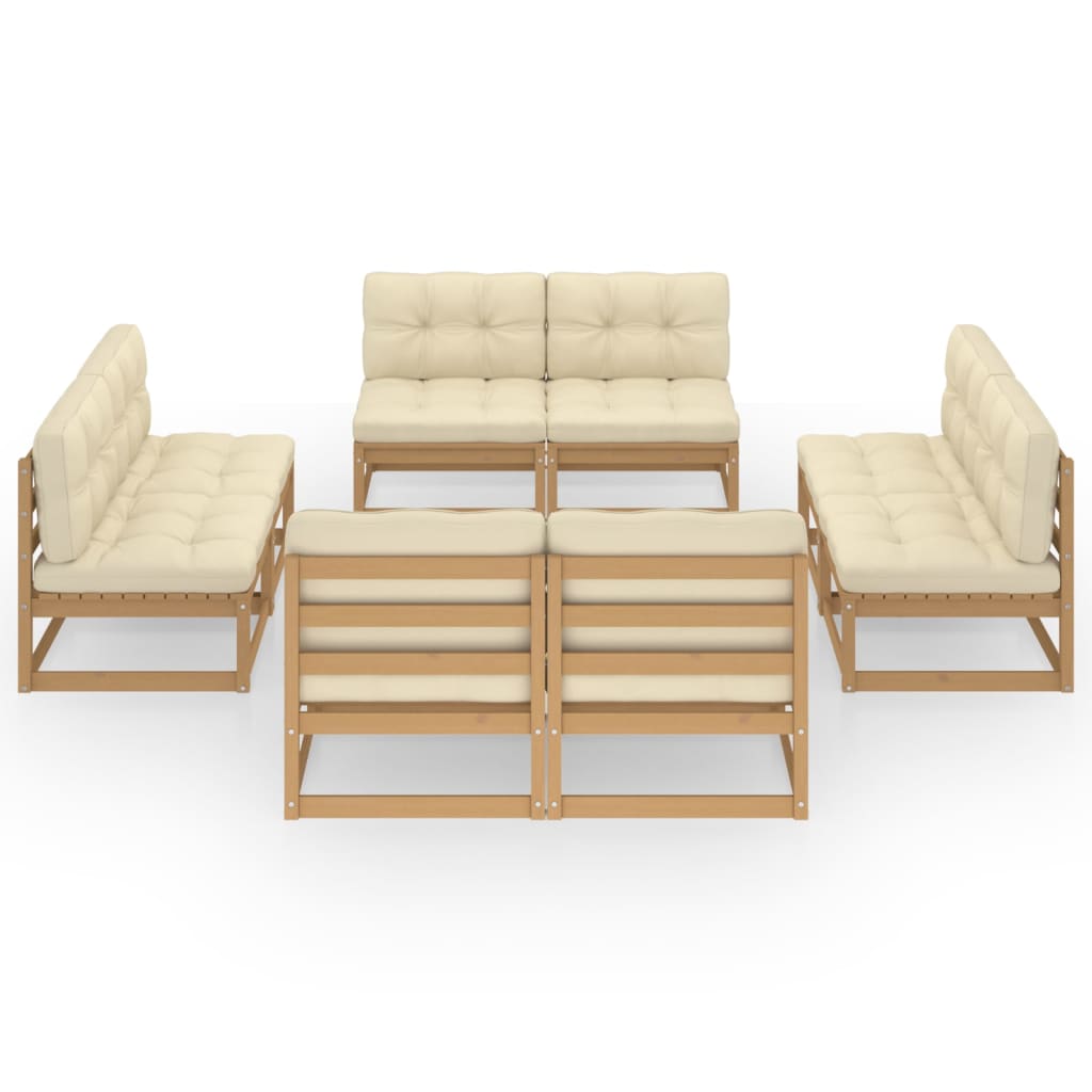 Salon de jardin meuble d'extérieur ensemble de mobilier 8 pièces avec coussins bois de pin massif