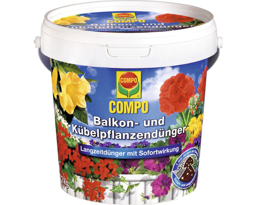 COMPO Langdurige meststof voor balkon- en kuipplanten met directe werking, eenmaal per seizoen bemesten, 1,2 kg