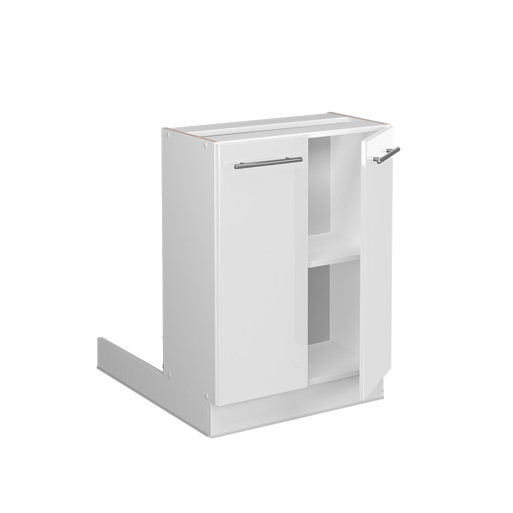 Vicco Regalinselunterschrank Küchenschrank Küchenmöbel Fame-Line Weiß 60 cm modern Hochglanz Küche Einbauküche Kücheninsel Drehtür Einlegeboden Blende Küchenunterschrank Küchenzeile