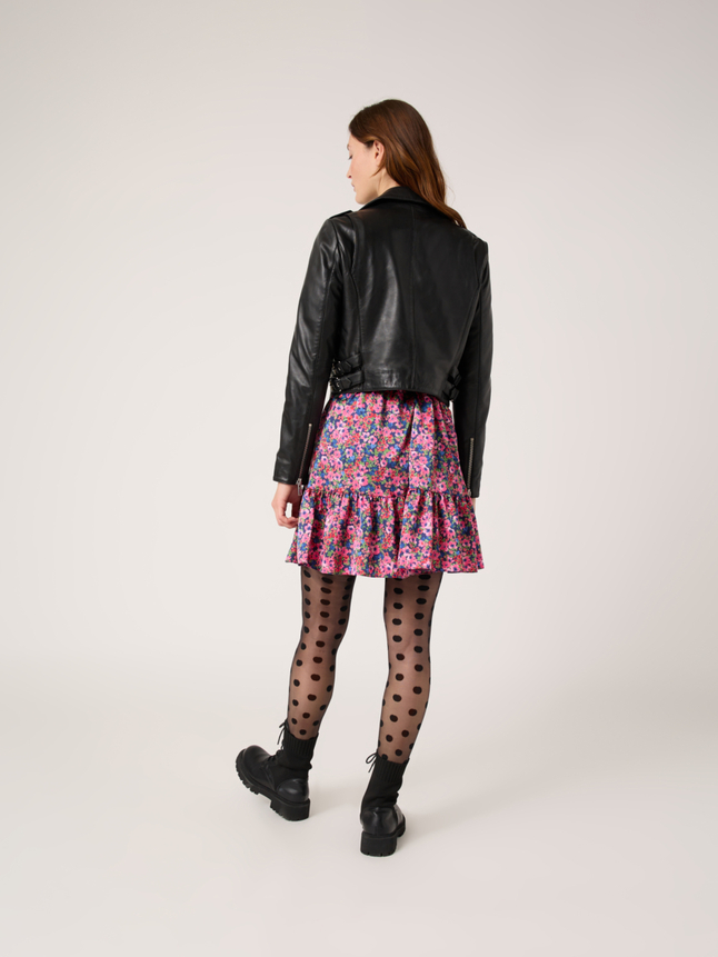 Veste courte en cuir style motard