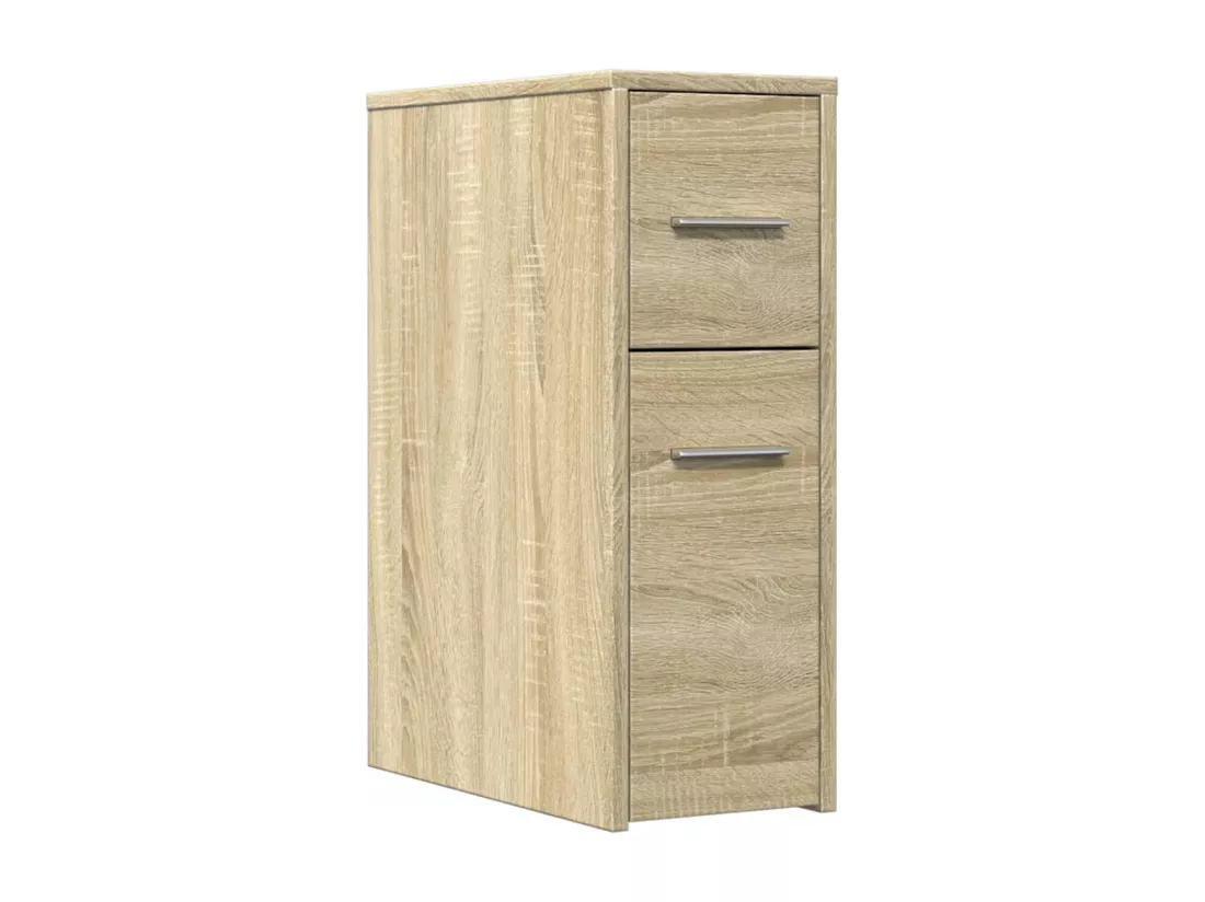 Armoire de salle de bain étroite avec roulettes chêne sonoma