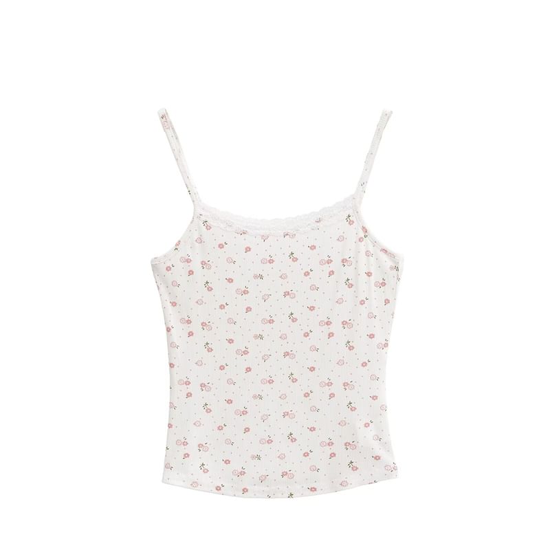 Bazer - Camisole top met kanten rand / Cropped cardigan met ronde hals
