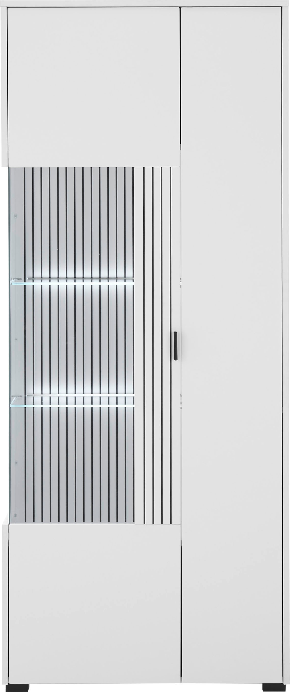 INOSIGN Vitrine »Hudson, Stauraumvitrine« in moderner Trendfarbe, Griffe aus Metall (Schwarz), Höhe 180 cm