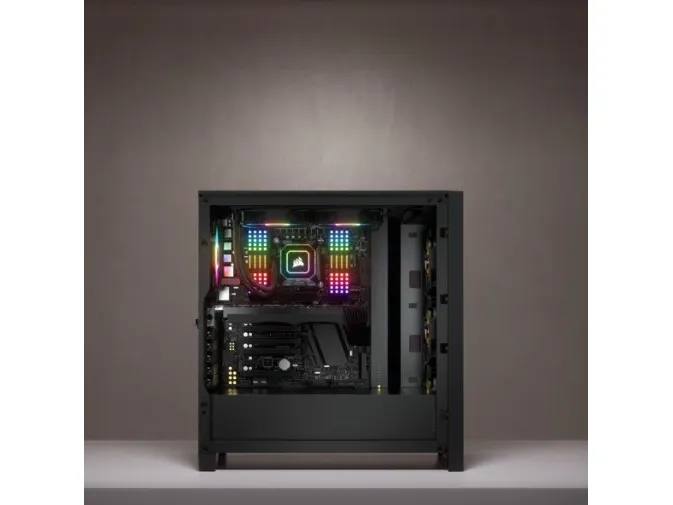CORSAIR | iCUE 4000X RGB – Miditower - ATX - ingen strømforsyning - Sort - USB/Lyd