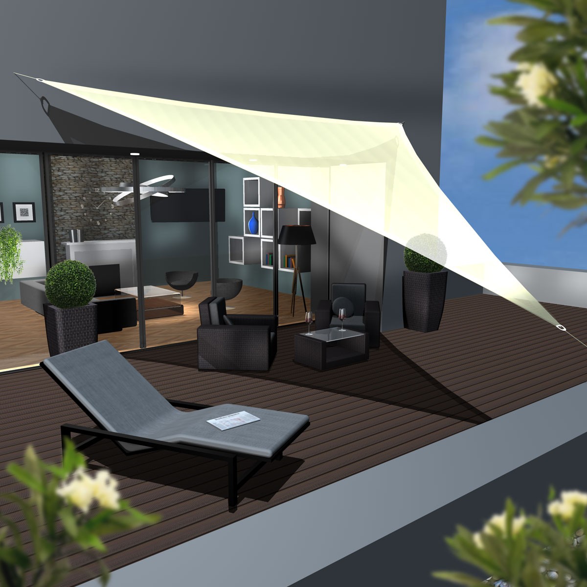 AMANKA 6 x 6 x 6 meter HDPE schaduwdoek - Beige