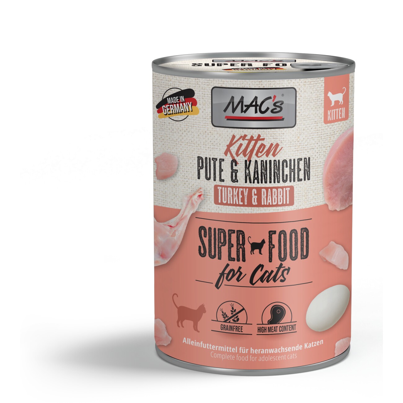 MAC's Nassfutter Kitten Pute und Kaninchen 6x400 g