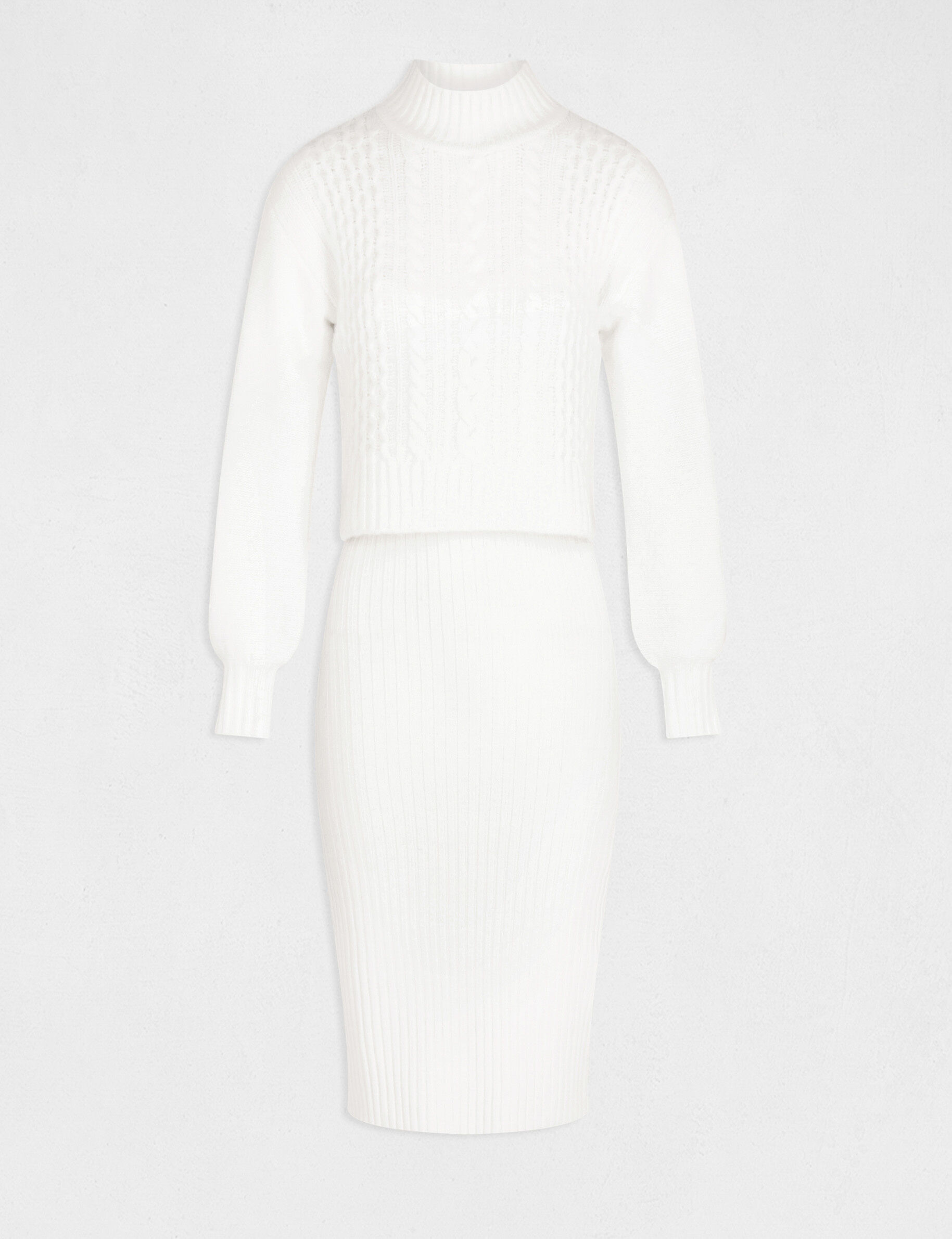 Robe pull ajustée effet 2-en-1 ecru femme - ecru
