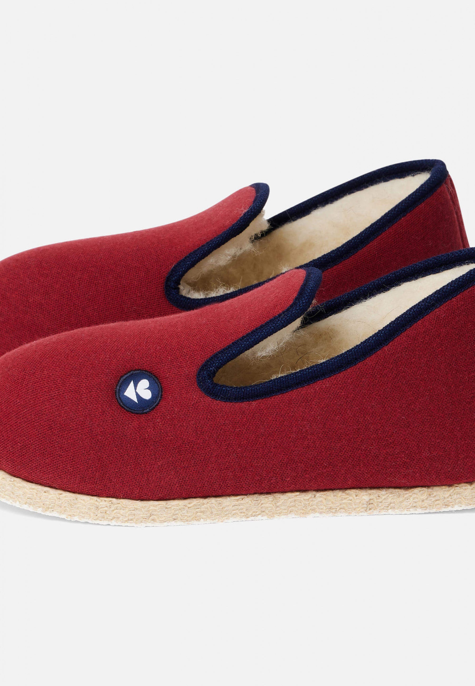 Chaussons d'intérieur en laine-Charentaises Rouge Flamboyant