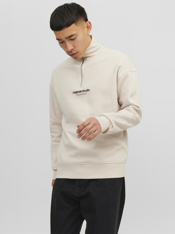 Jack & Jones JORVESTERBRO SWEAT QUARTER ZIP HN N Moonbeam