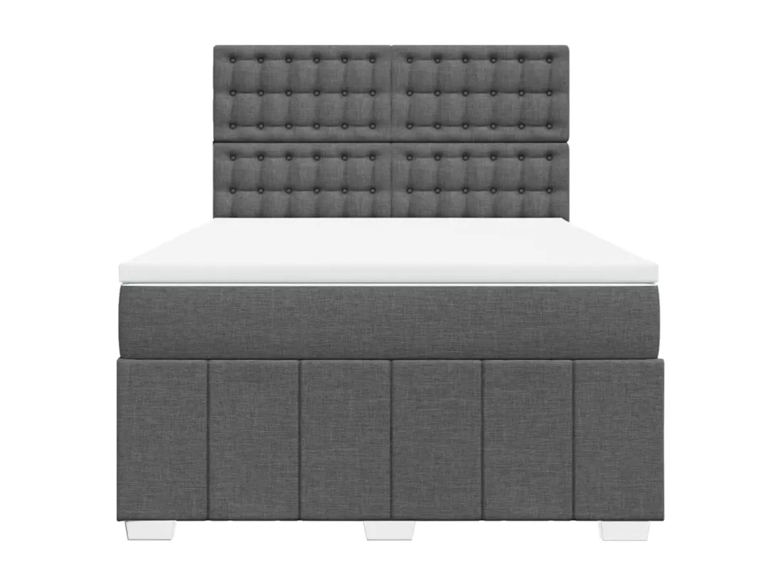 Sommier à lattes de lit avec matelas Gris foncé 160x200cm Tissu