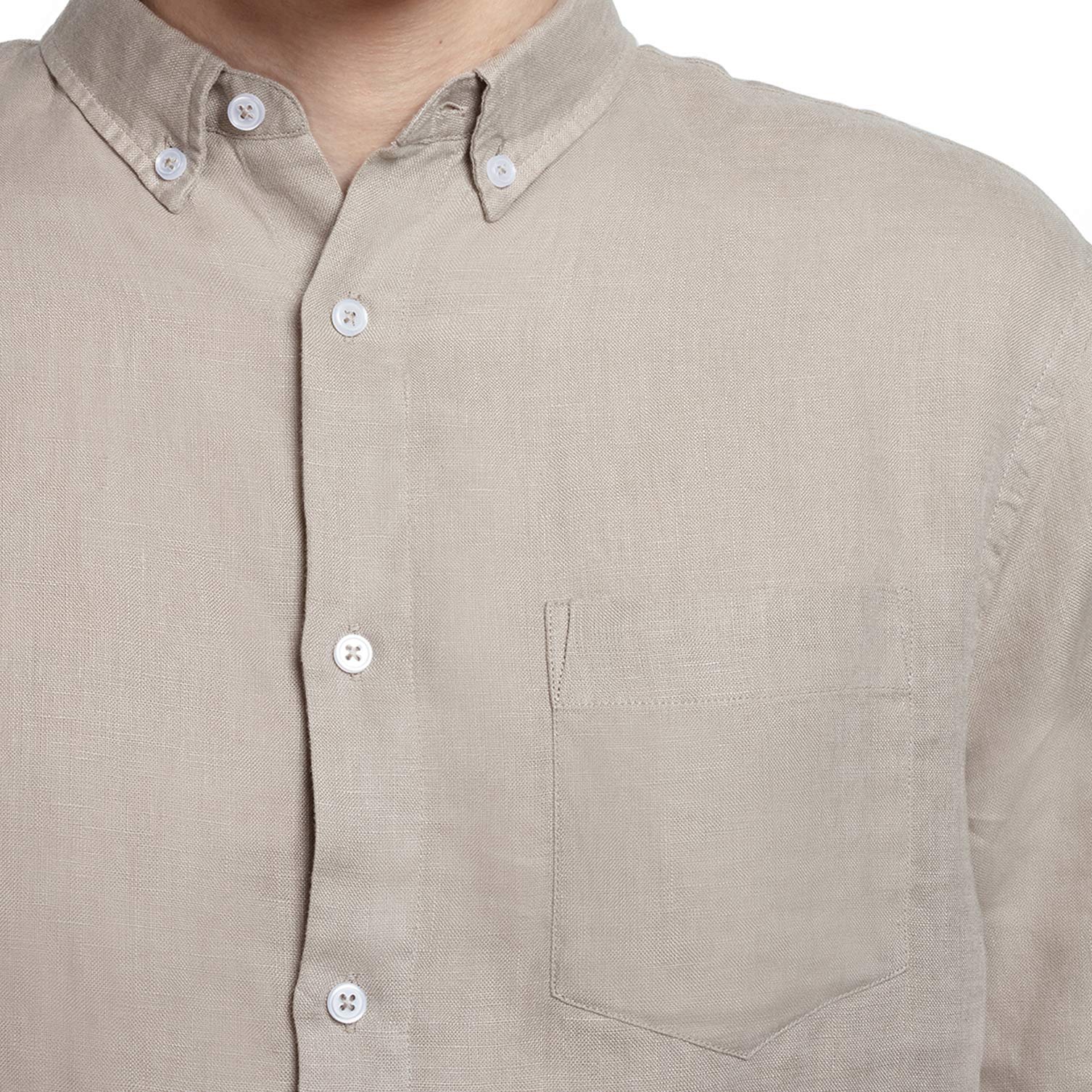 Chemise en lin coupe classique beige