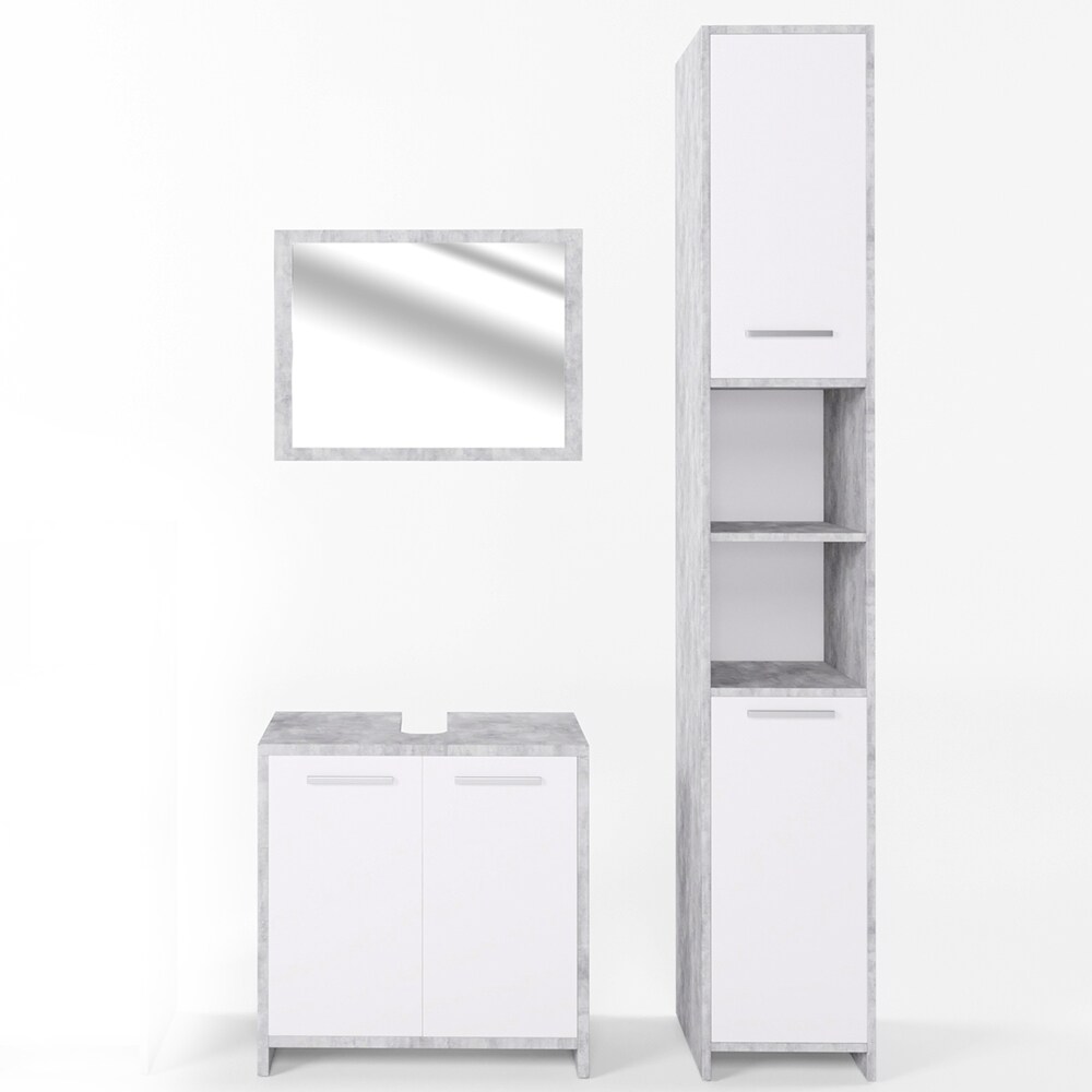Vicco Badmöbel Set Kiko Badezimmer Spiegel Kommode Unterschrank Beton
