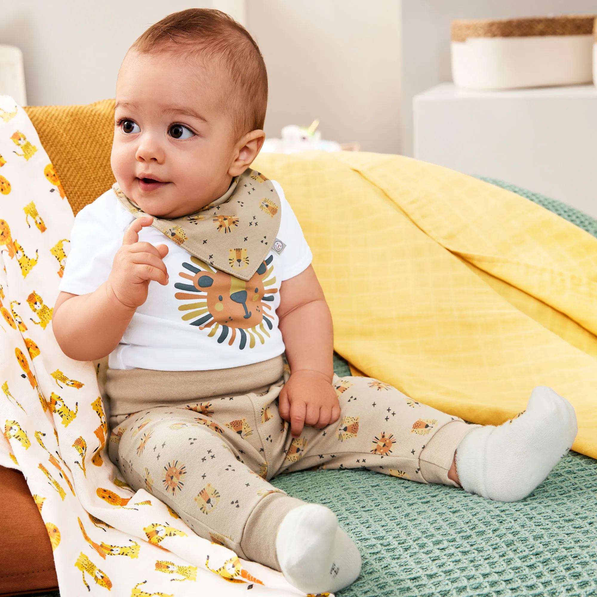 Baby-Jungen-Set mit Löwen-Muster, 3-teilig