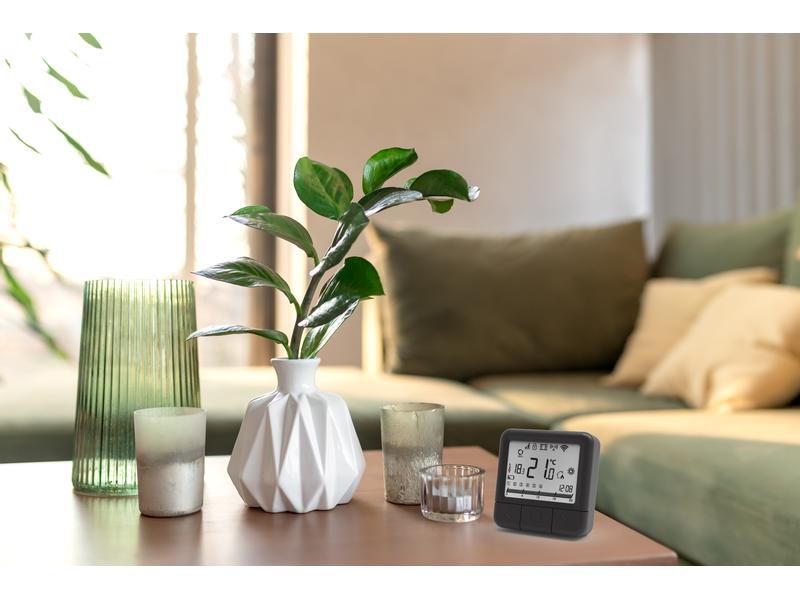 INNGENSO Digitaler Thermostat IT 201 schwarz Funk-Wandthermostat mit Funkempfänger zum Schalten der Heizung