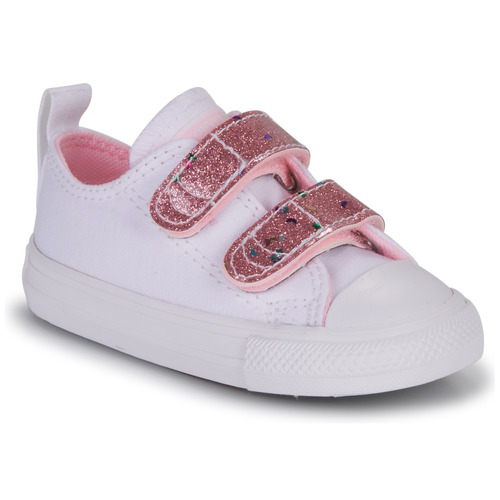 Converse - CHUCK TAYLOR ALL STAR 2V EASY-ON GLITTER STRAP OX - Blanc / Rose