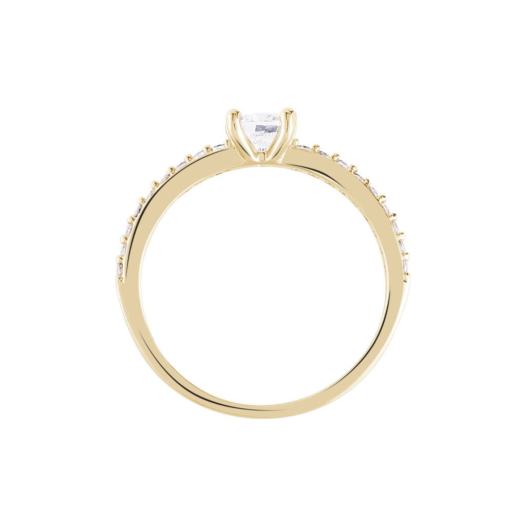 Bague Solitaire Mireilla Plaqué Or Jaune Oxyde De Zirconium