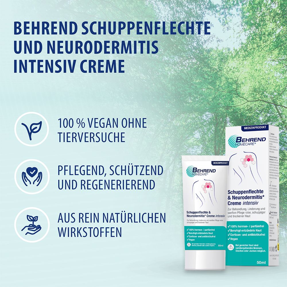 Behrend – Schuppenflechte & Neurodermitis Creme bei geröteter, trockener & schuppiger Haut – Psoriasis & Ekzem Salbe reduziert den Juckreiz & beruhigt entzündete Haut