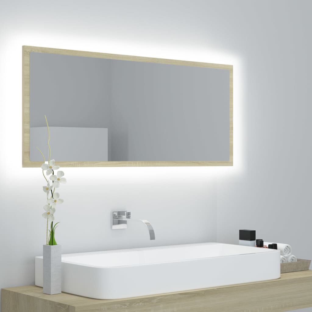 vidaXL LED-badkamerspiegel, Sonoma eiken, 100x8,5x37 cm, acryl