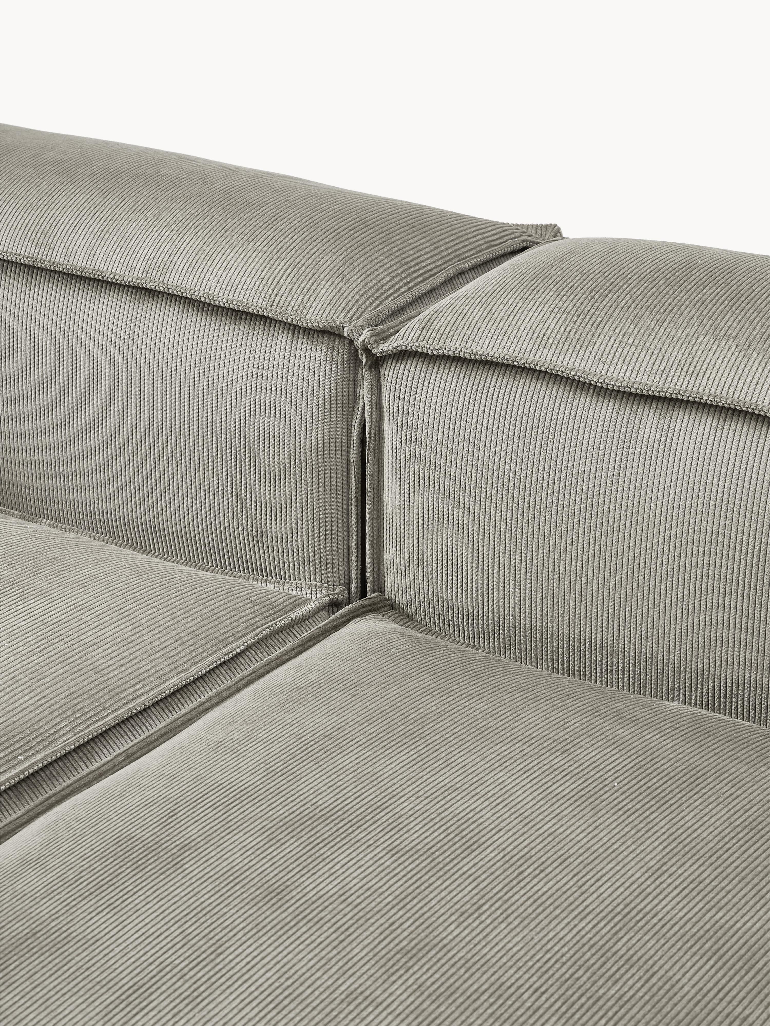 Modulaire bank Lennon (4-zits) van corduroy met poef (links/rechts)