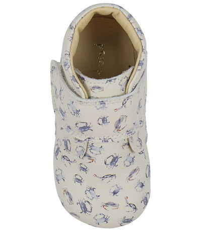 Pom Pom Leder-Krabbelschuhe - Anfänger Klettband Print - Sea