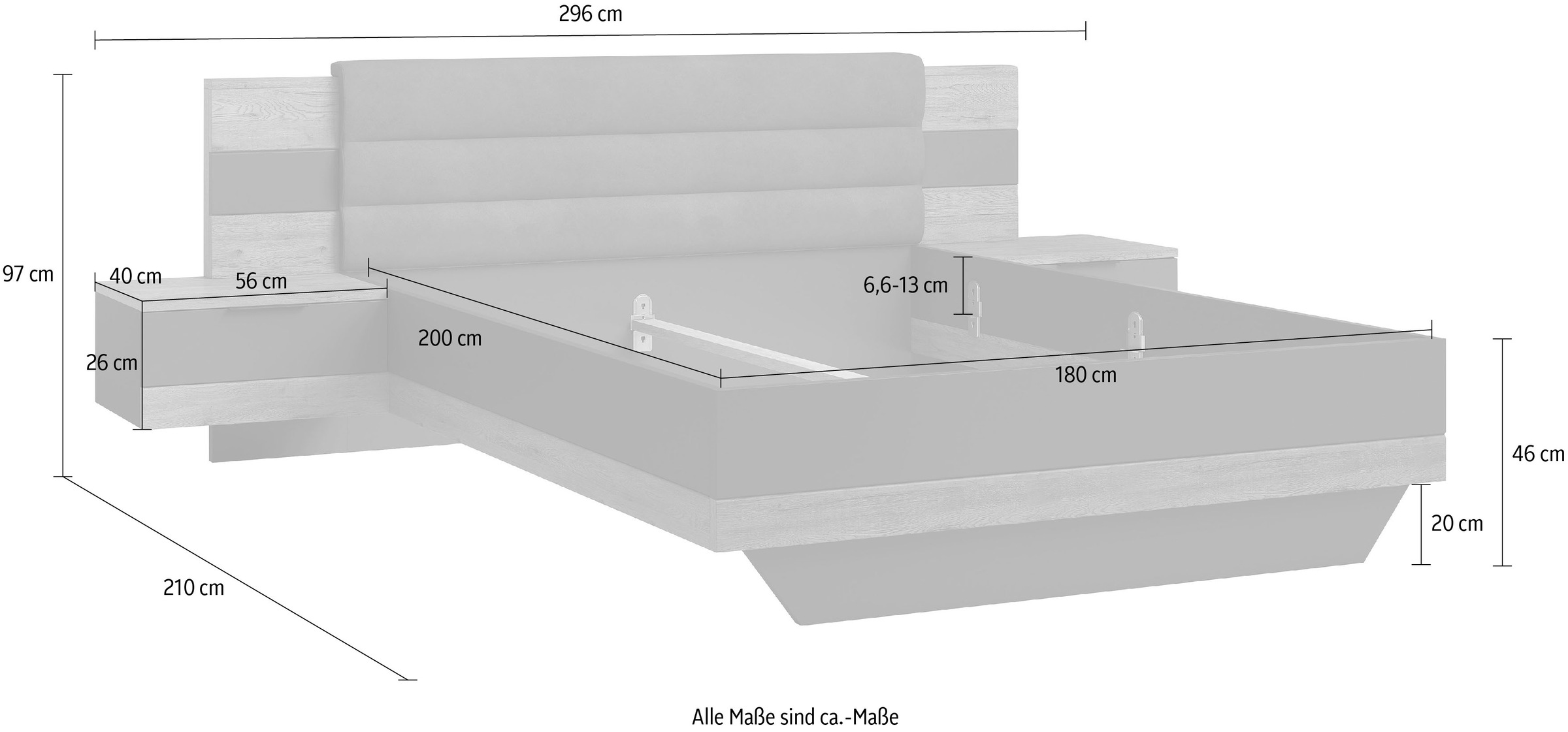 Schlafkontor Bettgestell »Linea« inkl. 2 Nachttische