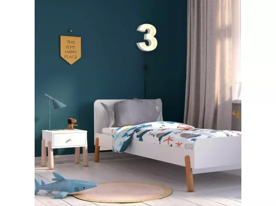 Lit enfant 90x190 cm bois massif blanc et bois GABBY