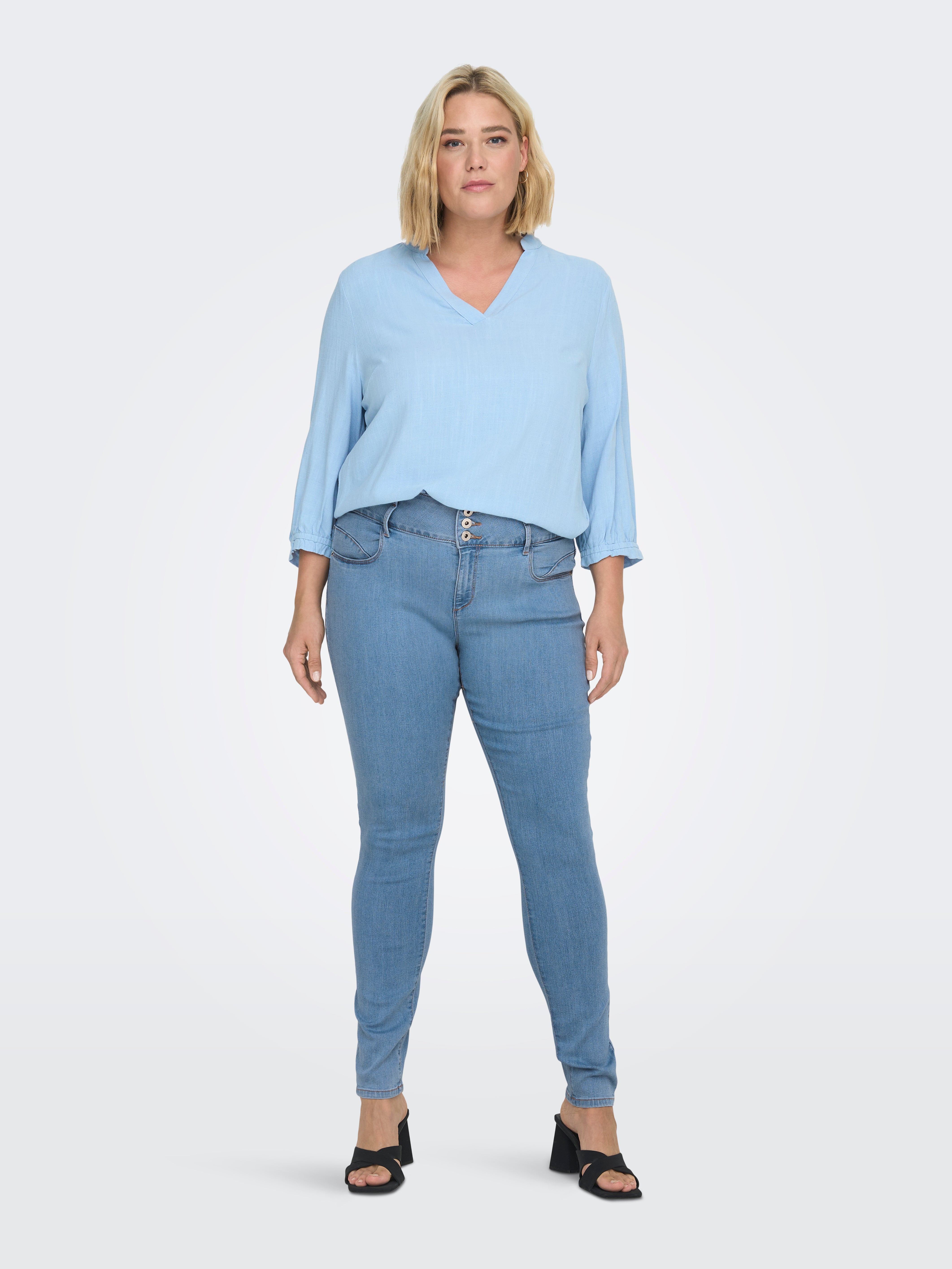 CARANNA Hohe Taille Skinny Fit Jeans Light Blue Denim