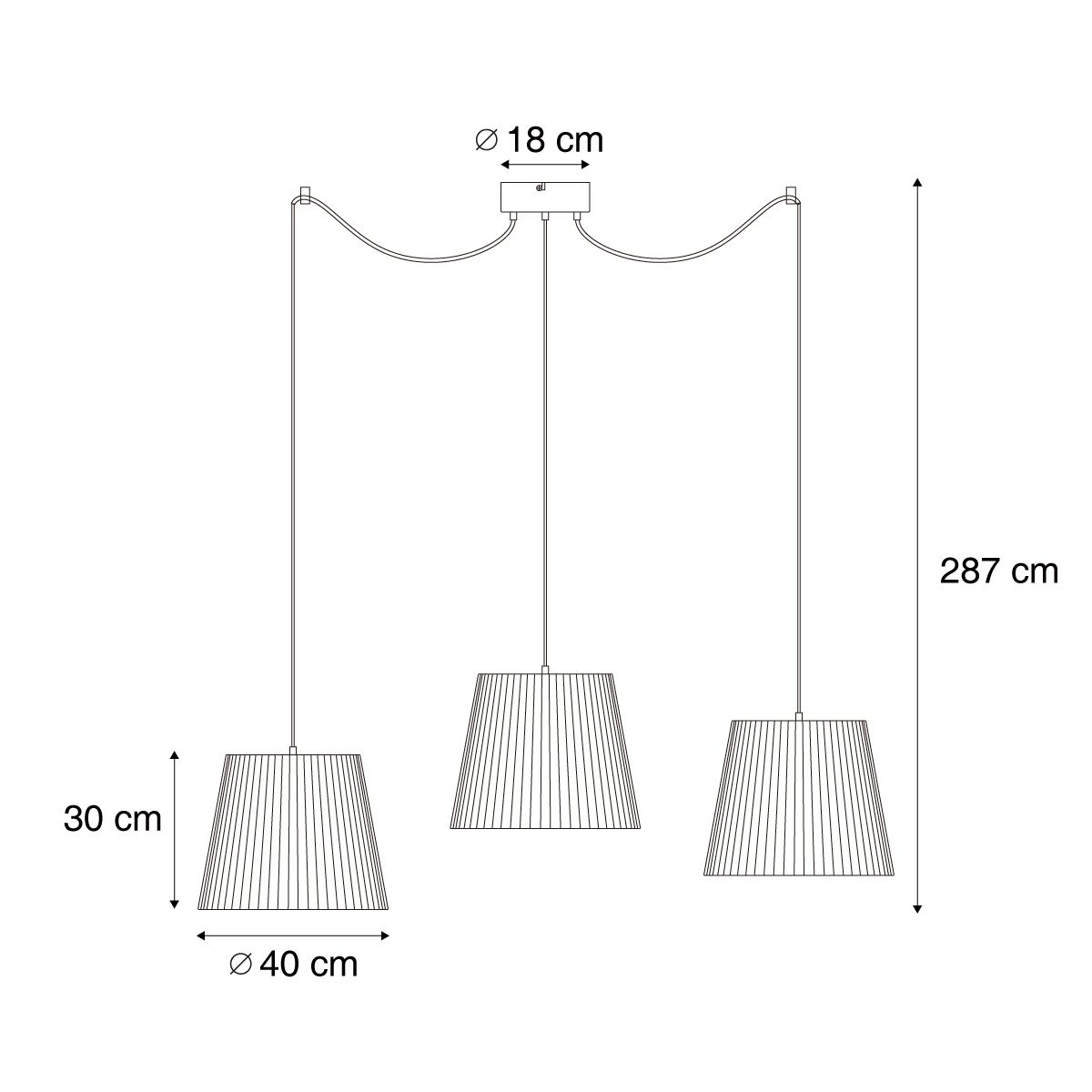 Buiten hanglamp zwart met oranje kappen van touw 3-lichts IP44 - Cava Jayla