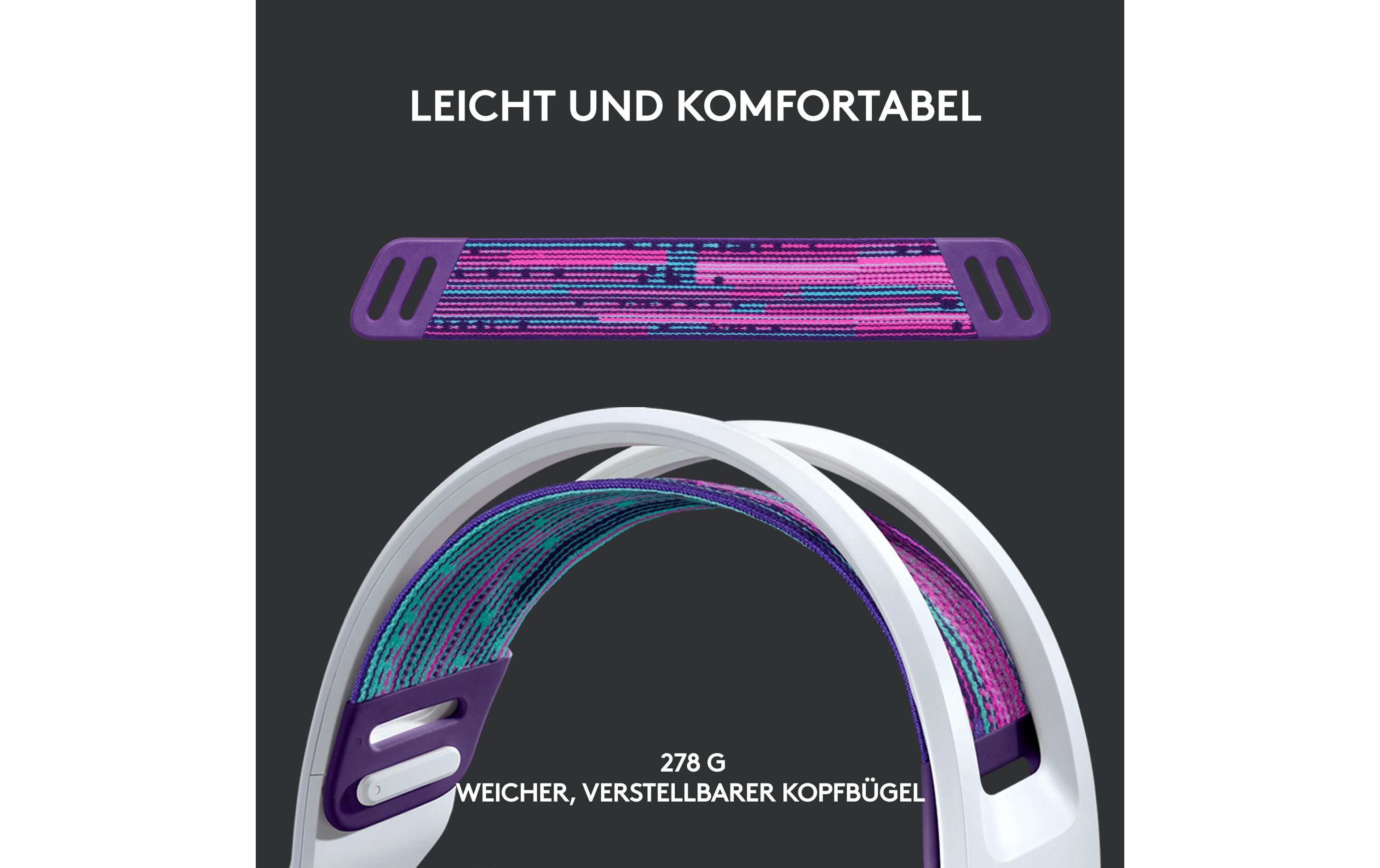 Headset G733 Lightspeed WeissWireless-Gaming-Headset mit DTS 7.1 Surround-Sound und RGB Beleuchtung