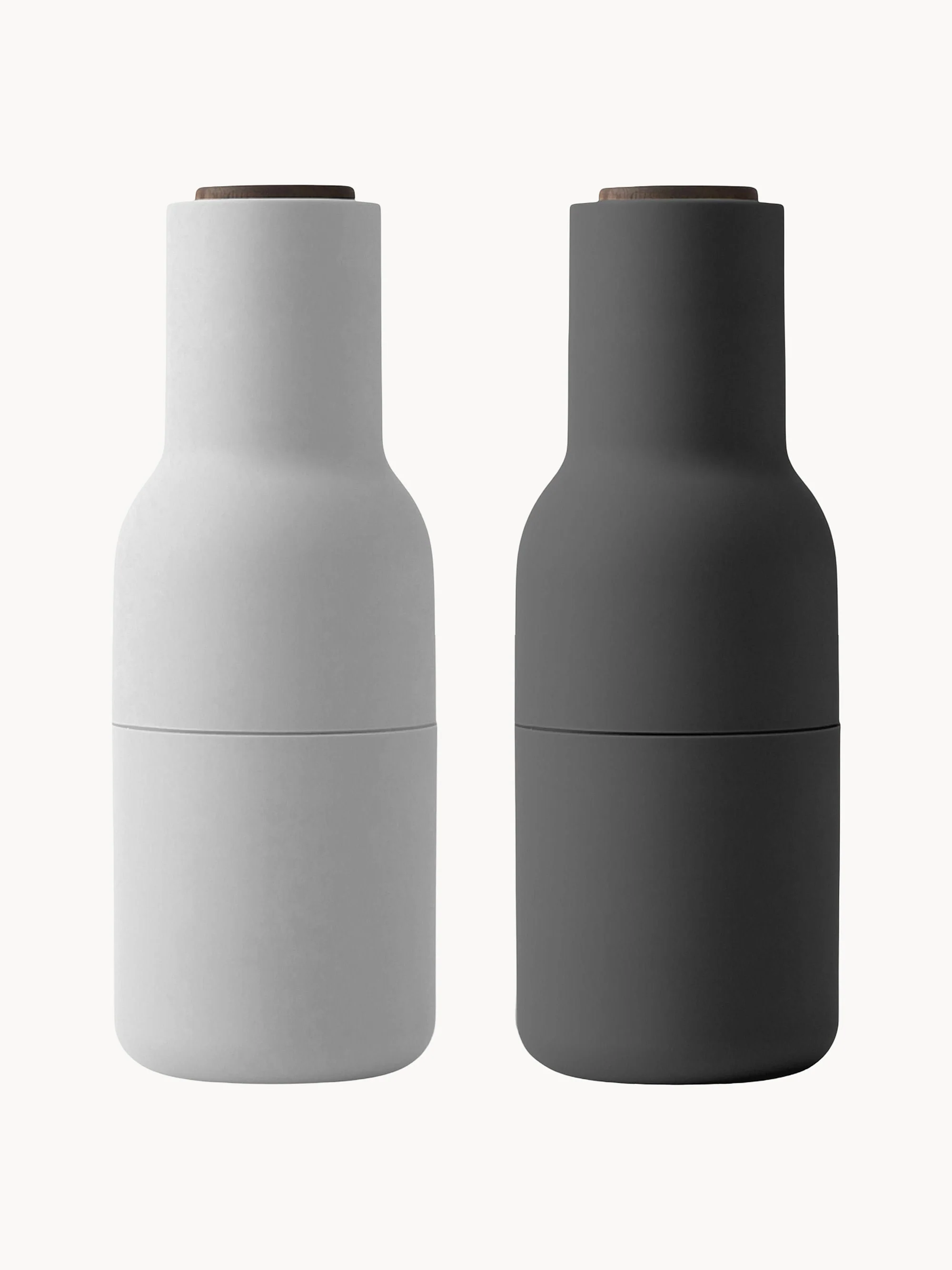 Zout- en peperstrooier Bottle Grinder met walnoothouten deksel, 2-delig