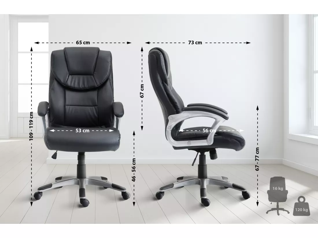 Chaise de bureau - Similicuir & Plastique - Noir - Texas V2