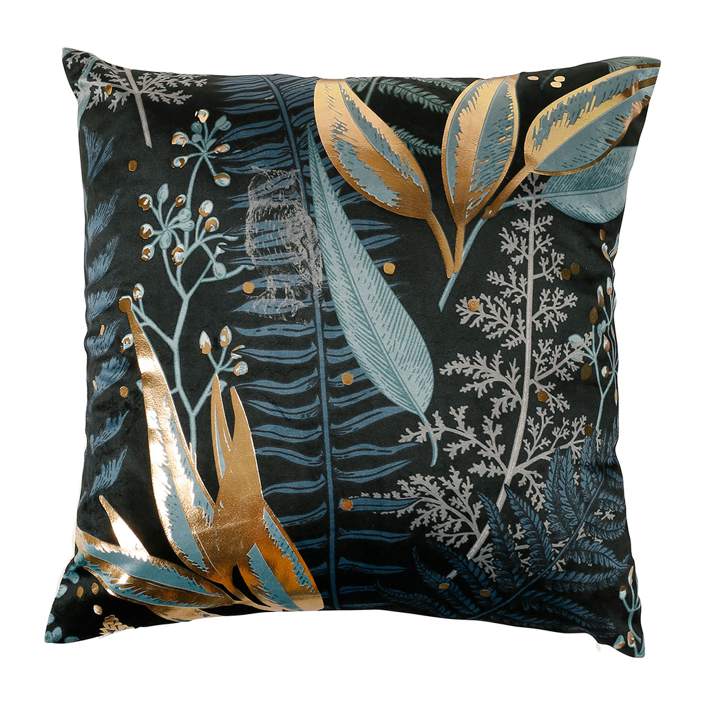 Coussin carré velours flore 45x45cm