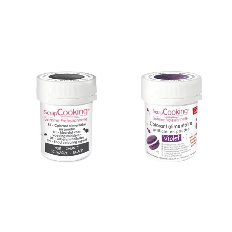 2 colorants alimentaires en poudre - noir-violet Scrapcooking