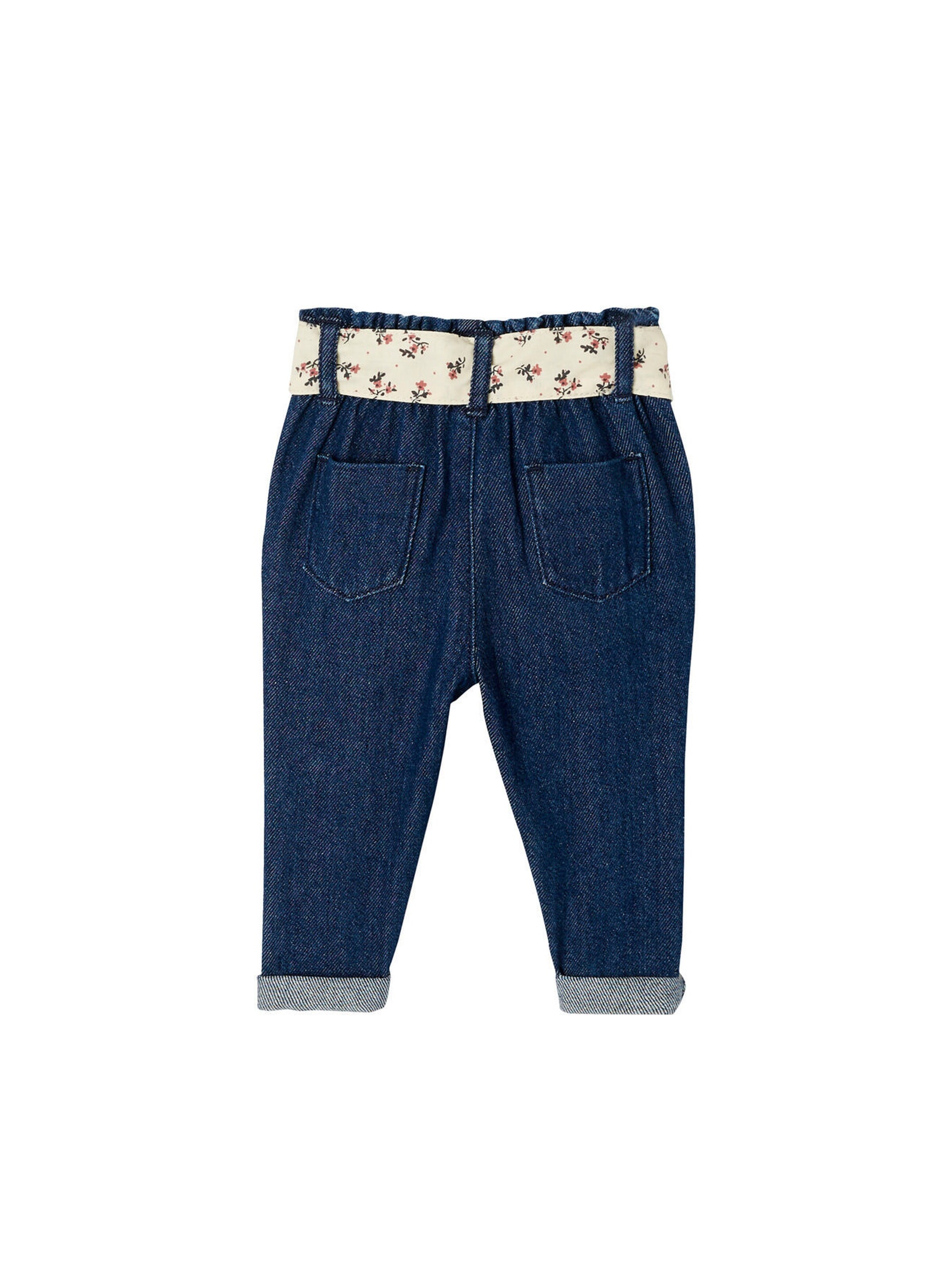 Vertbaudet Mädchen Baby Jeans mit Stoffgürtel dark blue