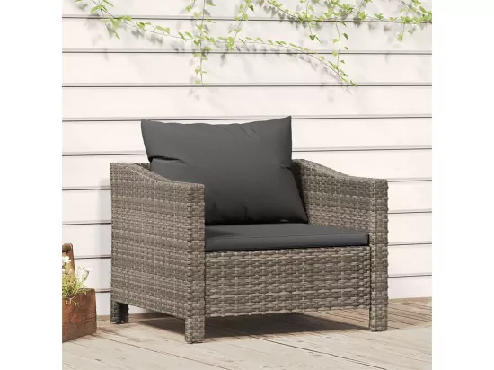 Fauteuil de jardin avec coussin Gris Résine tressée